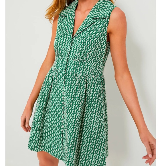 Mint Green Sleeveless Mini Sundress with Notched Collar - Picture 1 of 2